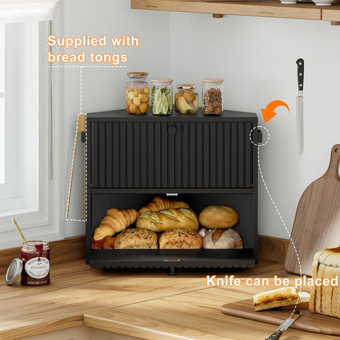 WOWLIVE doble-estanteria-capacidad-amplia organiza pan bollos y snacks