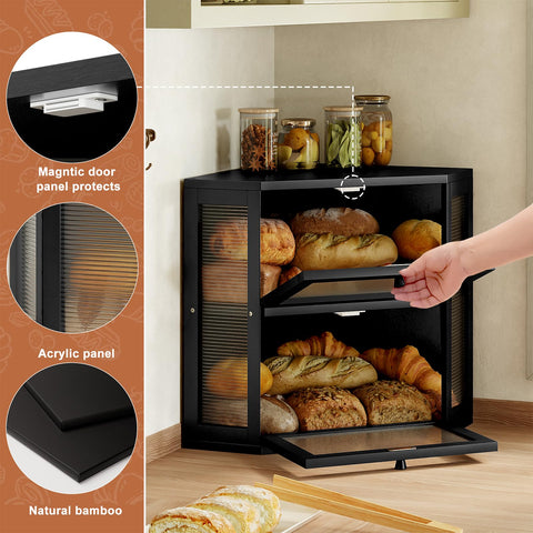 WOWLIVE dos niveles permiten almacenar panes, bollos y bagels sin mezclar sabores.
