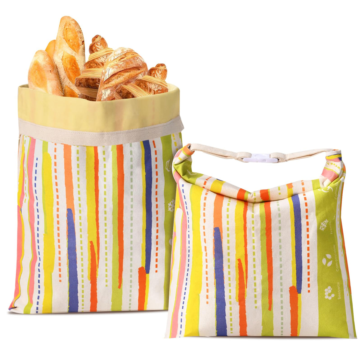 Bolsas Wozskaf con cera de abejas XL, diseño de rayas, mantienen pan fresco por más días.