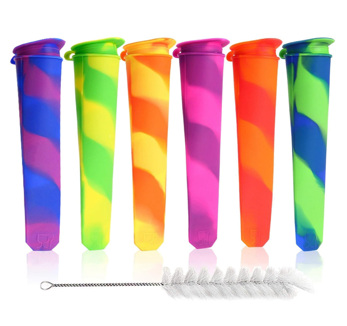 Wpunwen moldes de silicona para paletas con 6 colores brillantes y diseño sin goteo