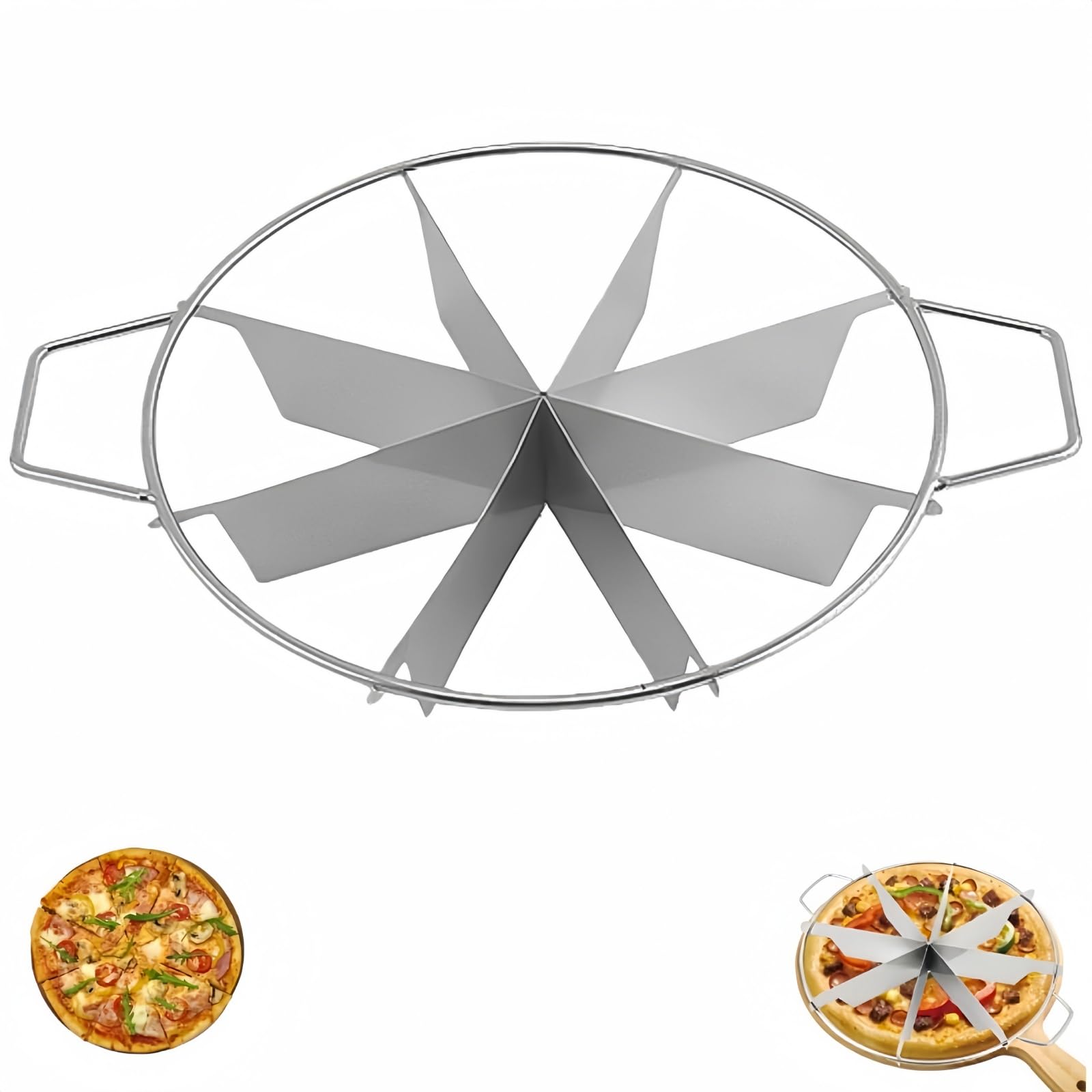 Cortador WQHLONGBO para pastel de 8 porciones con asa lateral, cortes uniformes.