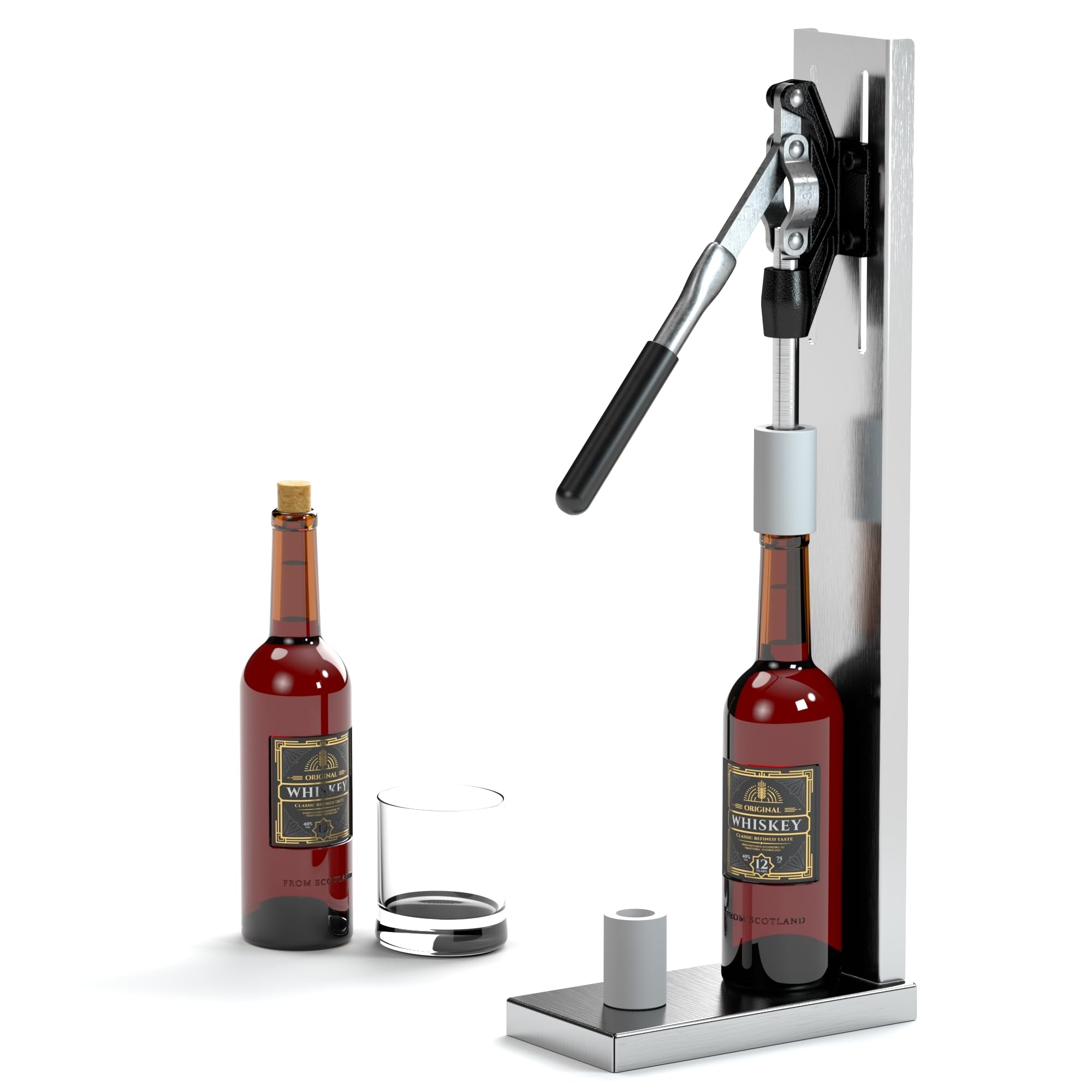 Taponador de vino manual de WQV en uso para sellar botellas en casa.