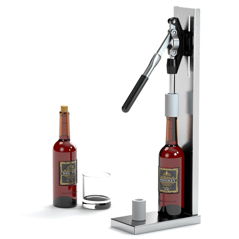 Taponador de vino manual de WQV en uso para sellar botellas en casa.