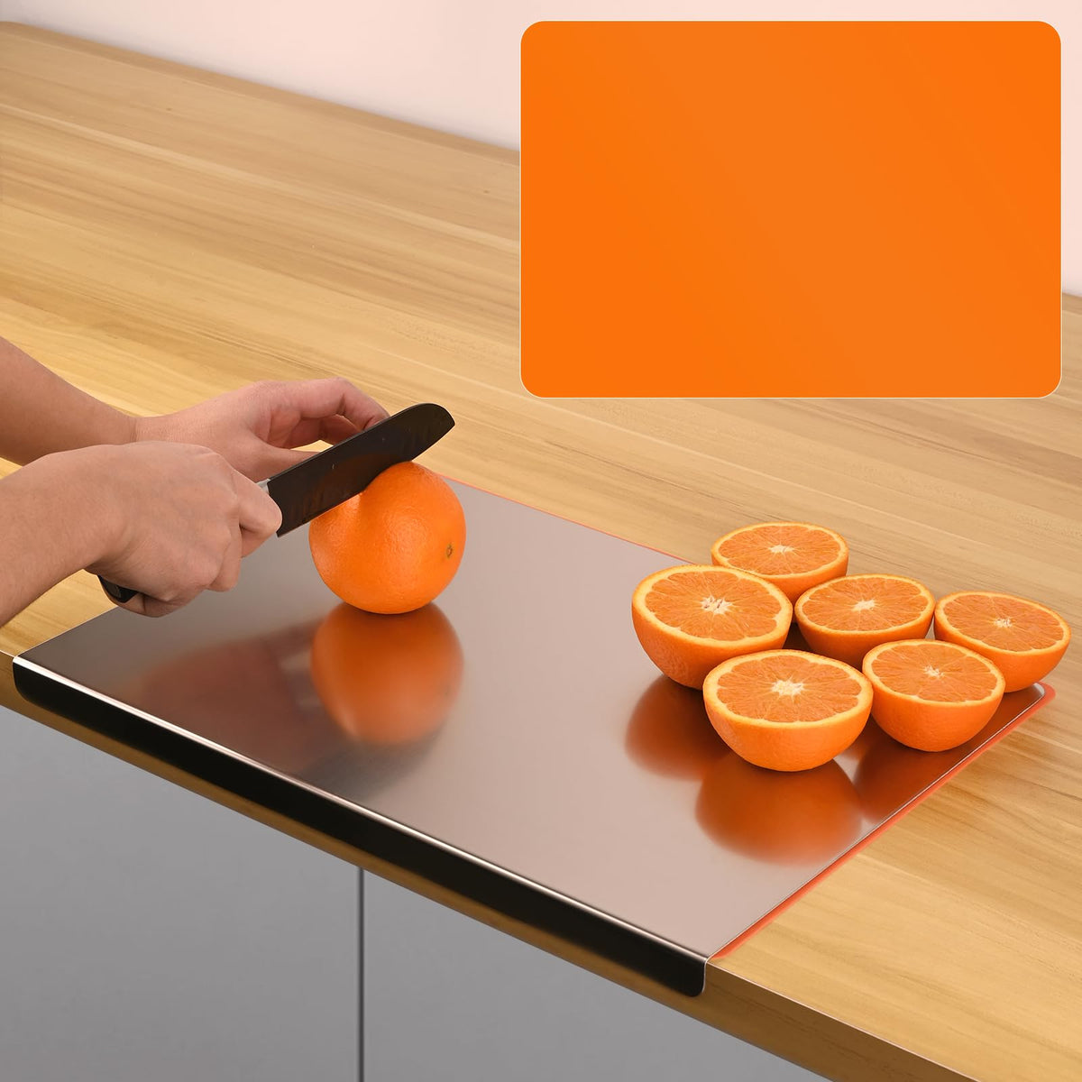 Tabla Wrbin de acero inoxidable grande para cortar carne y verduras sin deslizamiento.