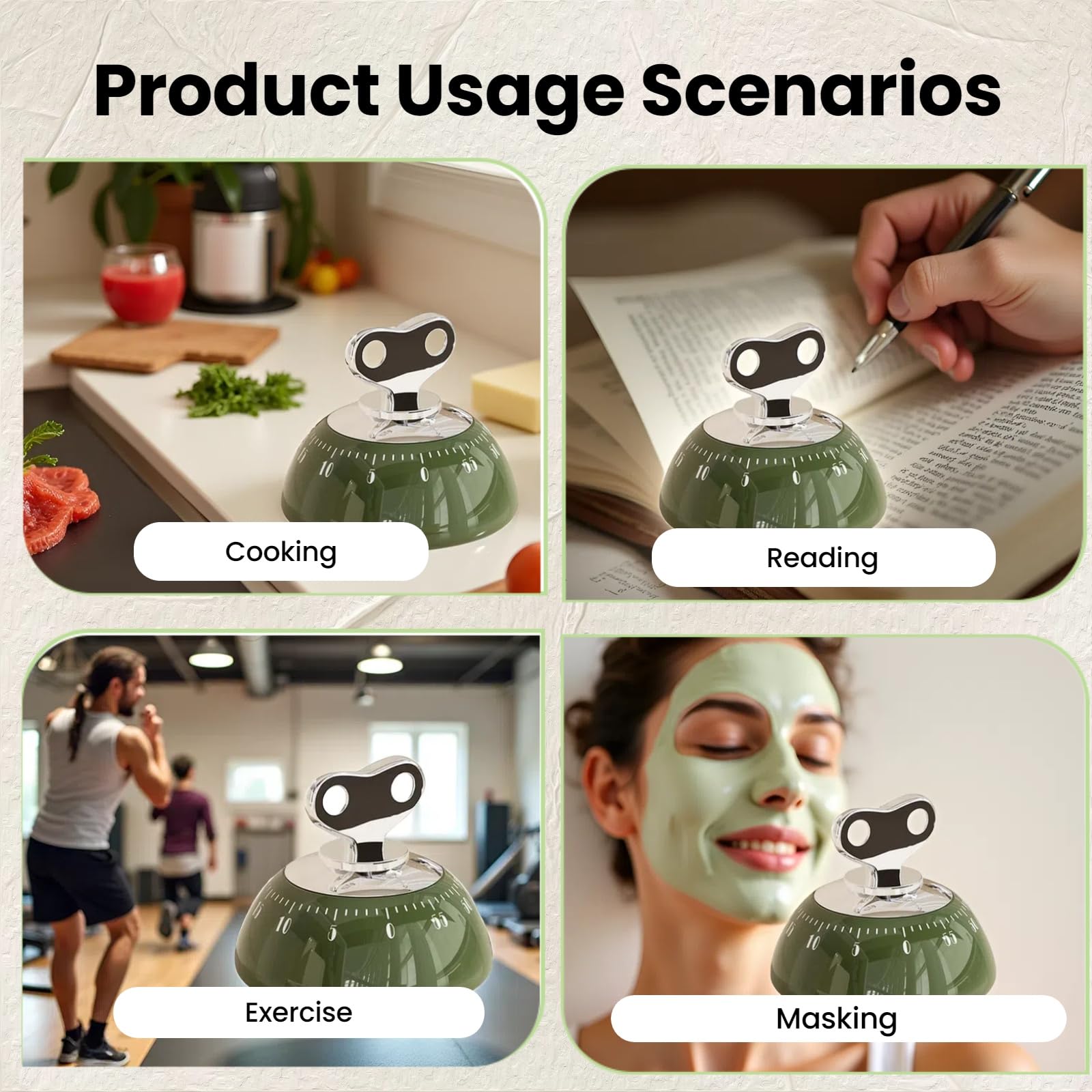 Wrbravgo temporizador diseño vintage Verde, añade estilo retro a la encimera.
