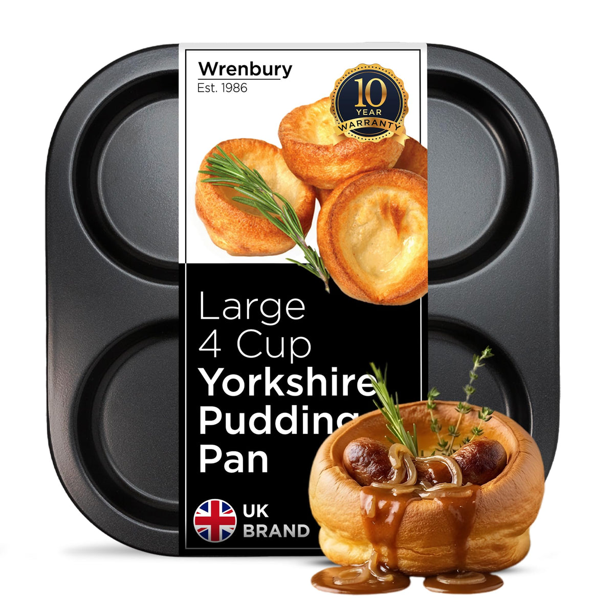 Bandeja Wrenbury Yorkshire Pudding 4 pulgadas con antiadherente para liberación fácil