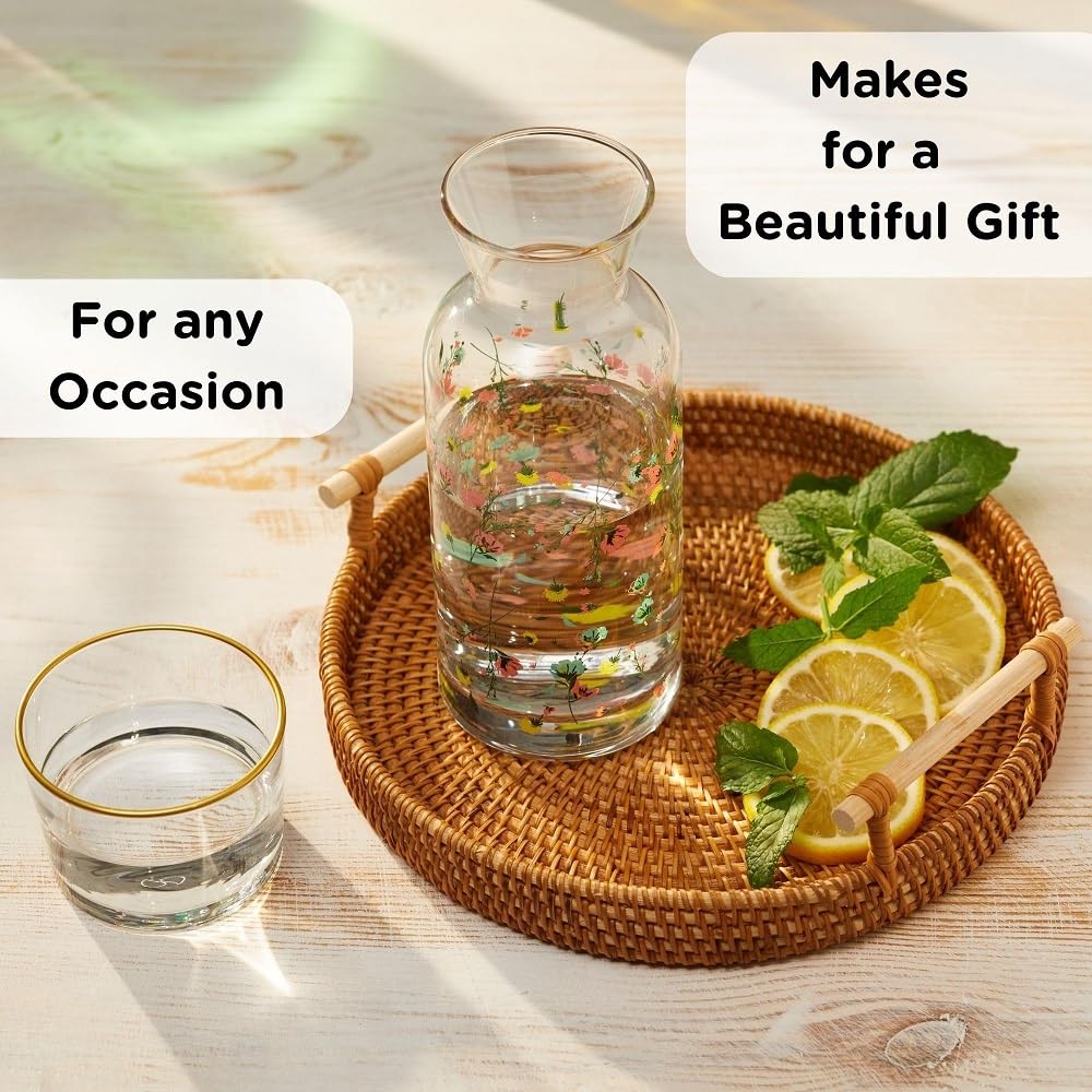Wrenbury conjunto de vasos de cristal florales, perfecto para servir bebidas y decorar