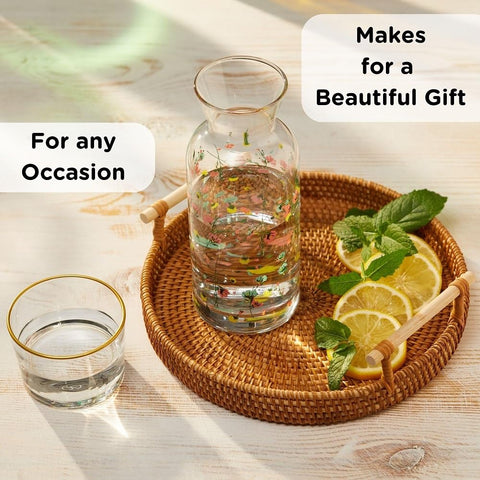 Wrenbury conjunto de vasos de cristal florales, perfecto para servir bebidas y decorar