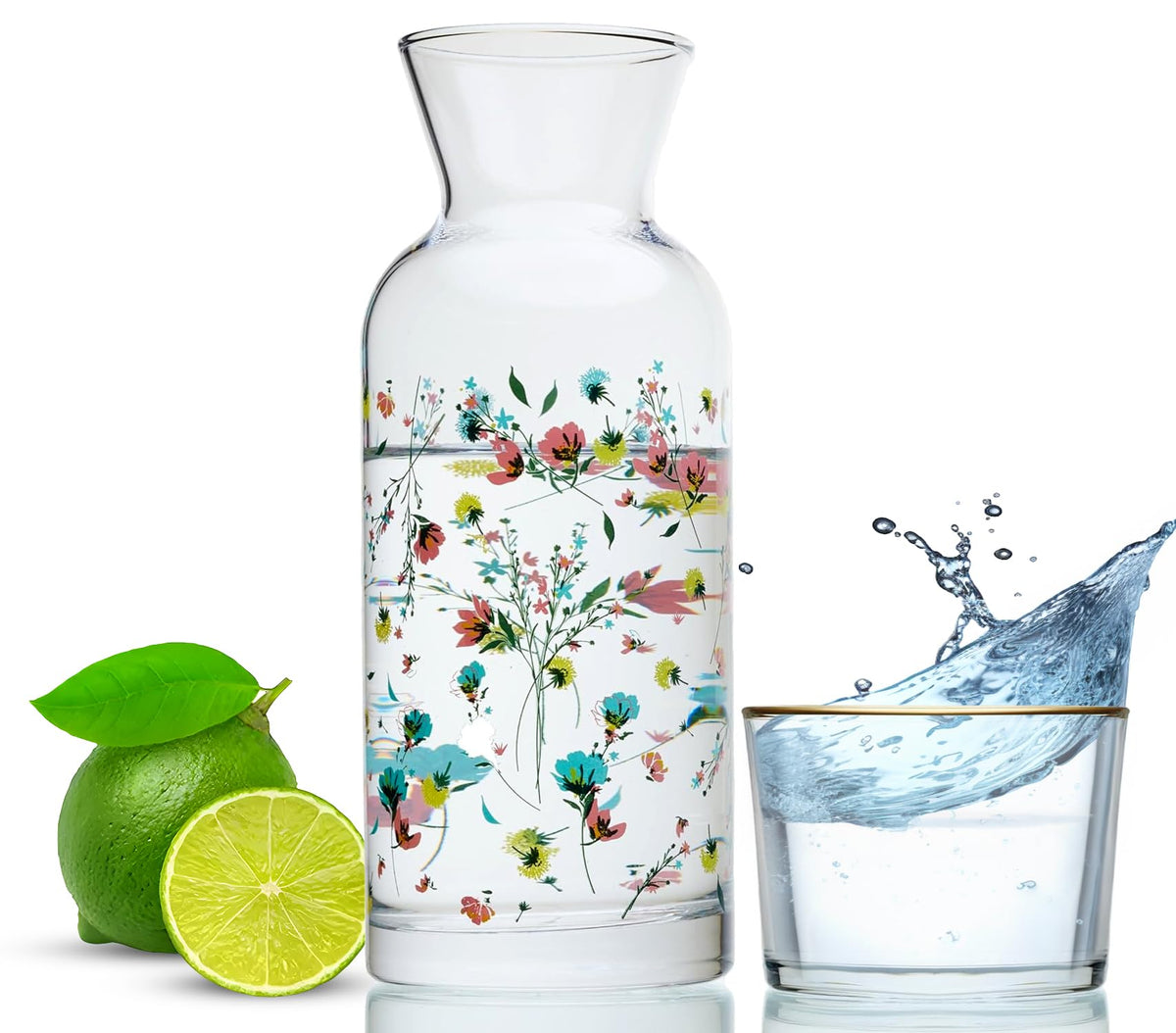 Wrenbury jarra bebederos floral muestra acabado claro para beber en la mesa
