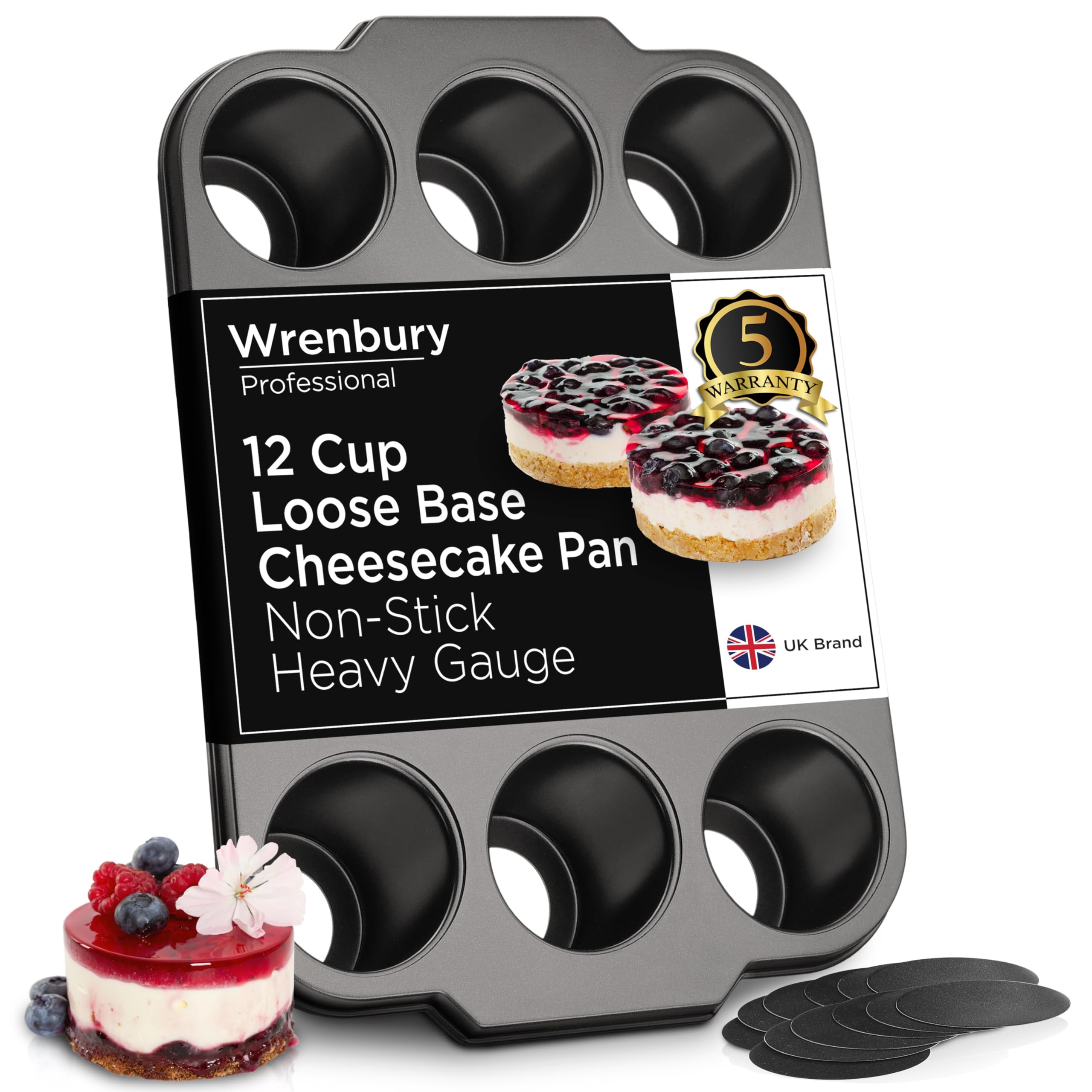 Wrenbury Pro: base desmontable para 12 tartas de queso, desmoldeo rápido