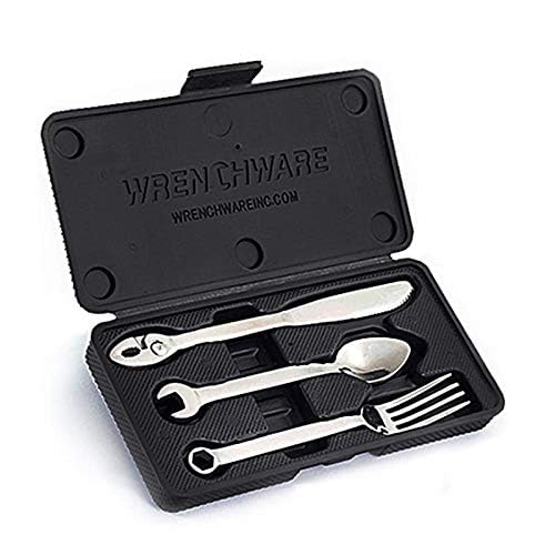 Wrenchware cuchillo, tenedor y cuchara en diseño mecánico para reuniones temáticas