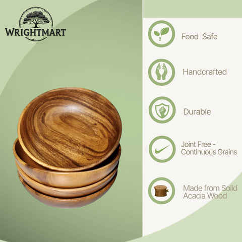 WRIGHTMART tazón de acacia con grano natural, diseño único.