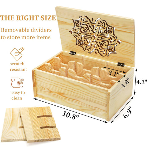 WRINGKIT Caja de té de madera con 9 compartimentos, ideal para clasificar sabores.