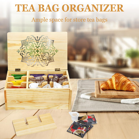 WRINGKIT Diseño rústico chic del organizador de té para mostrador elegante.