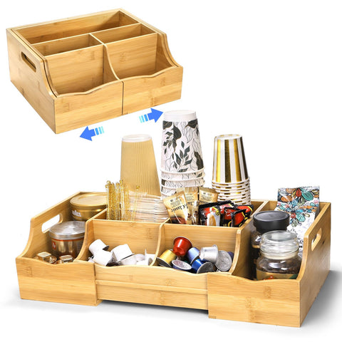 WRINGKIT estacion de cafe, organizador encimera, bambú cálido y ordenado para tu cocina.