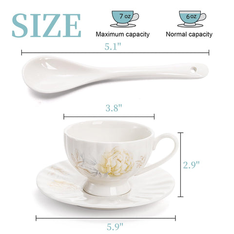 WRINGKIT taza de porcelana blanca 7oz, toque clásico para té diario