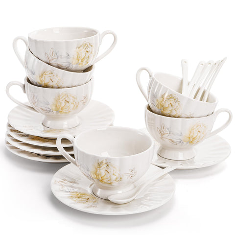 WRINGKIT tazas y platillos florales, ideal para reuniones y desayunos elegantes