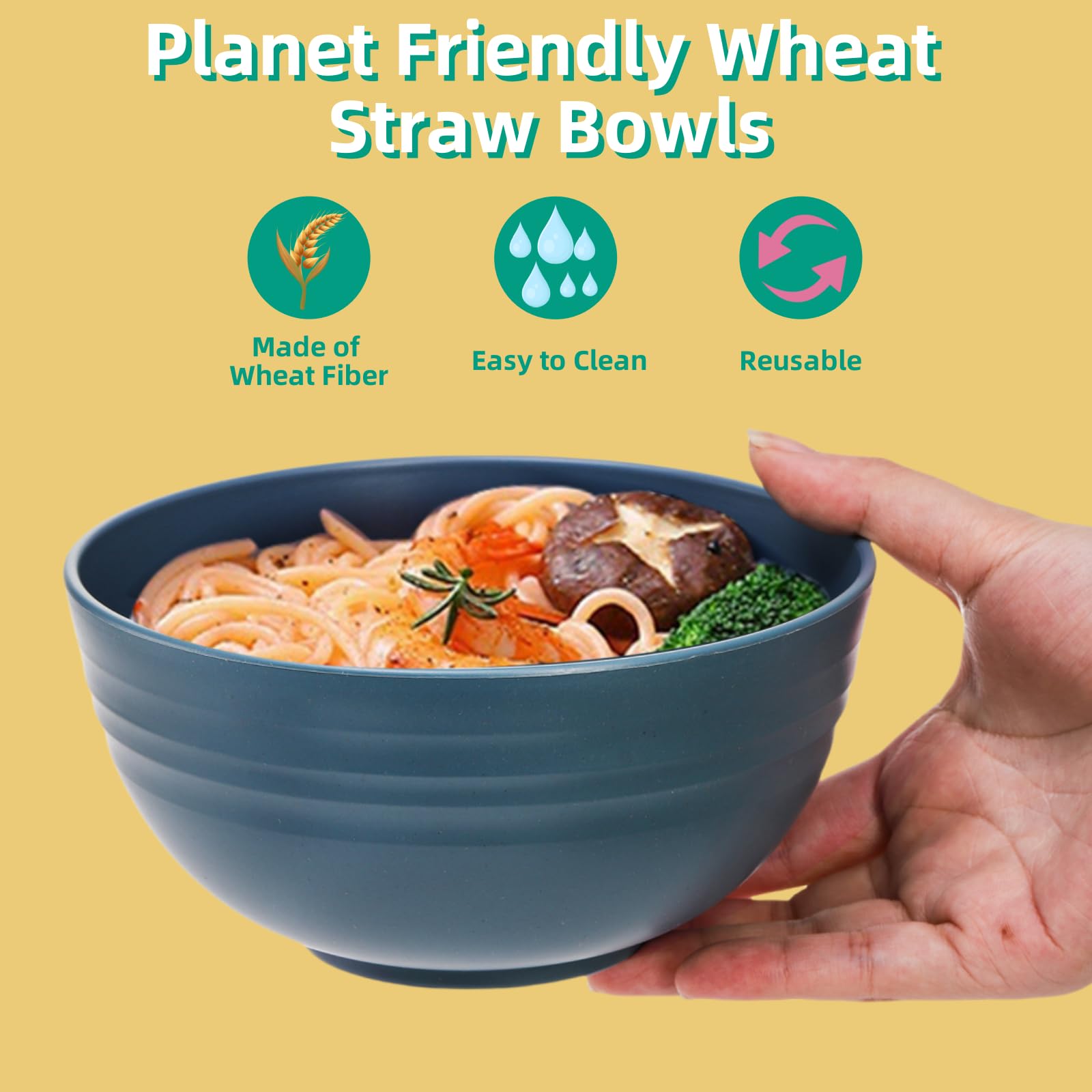 WRINGKIT tazones capacidad 26oz: ideales para cereal, ensaladas y sopas.