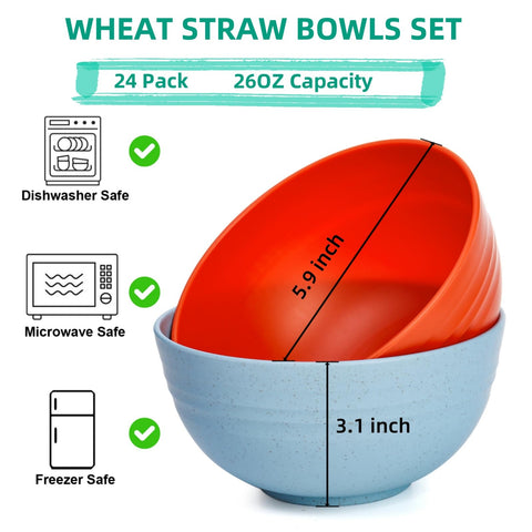 WRINGKIT tazones de paja de trigo, duraderos y ligeros para uso diario.