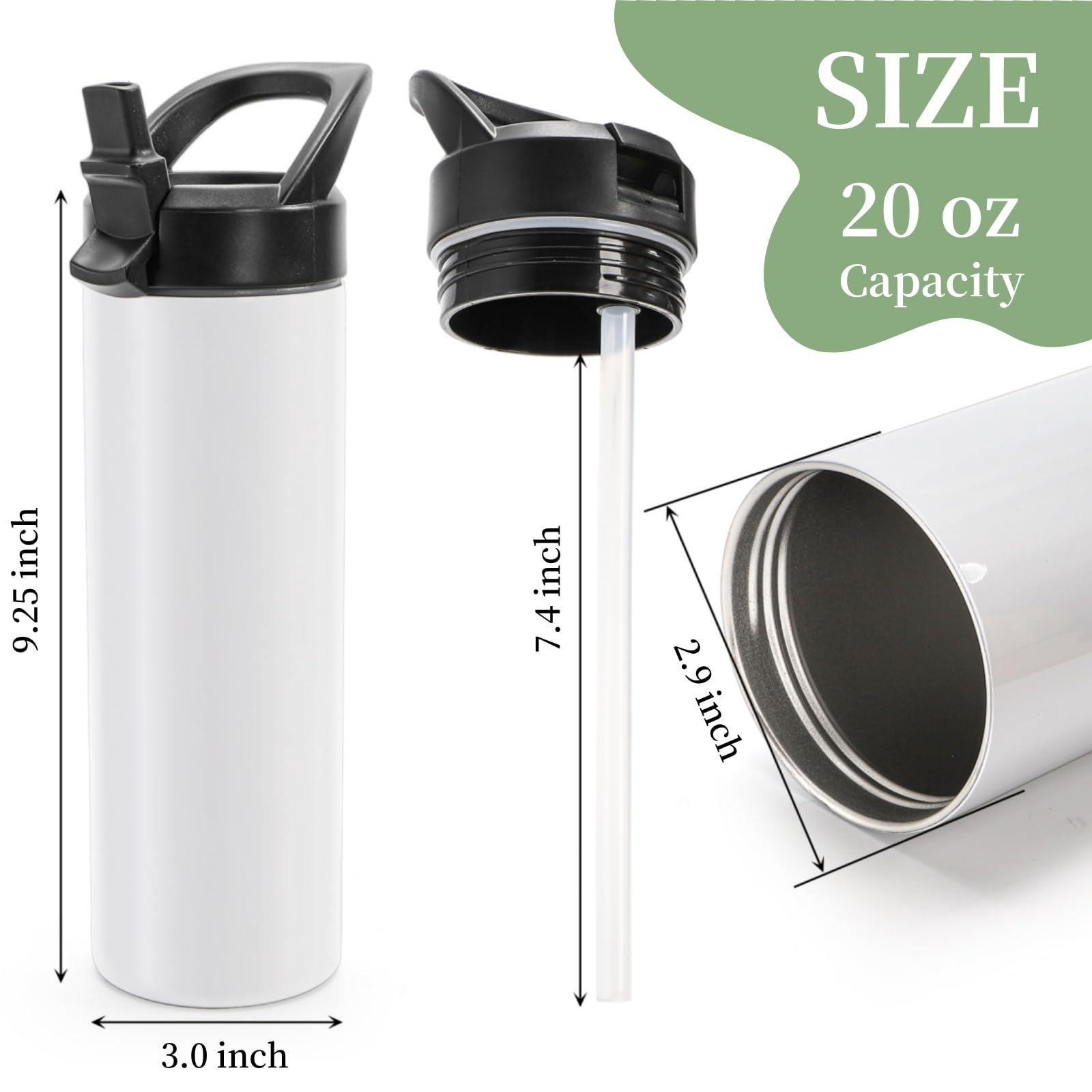 WRINGKIT tumbler sublimación 20oz con tapa-paja, cómodo para beber con una mano.