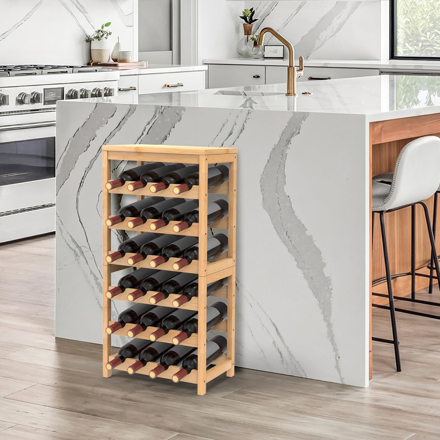 WRONWA capacidad 24 botellas, perfecta para organizar botellas y facilitar la selección.