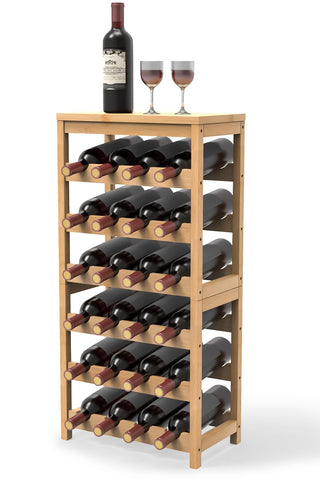 WRONWA estante de vino 6 niveles en piso, ideal para exhibir.