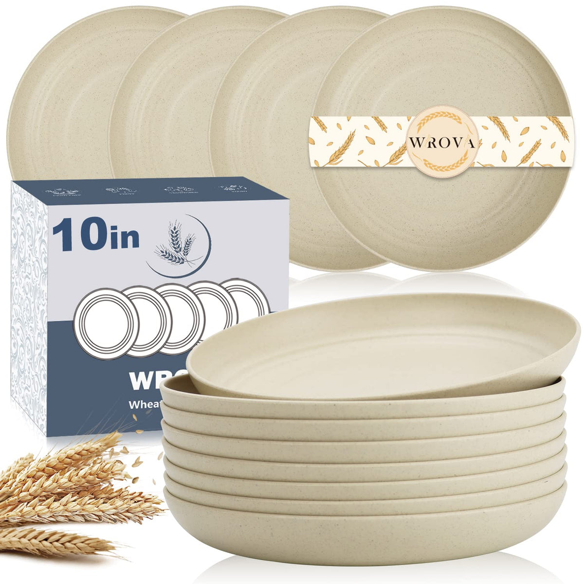 Plato Wrova de trigo beige, duradero para uso diario.