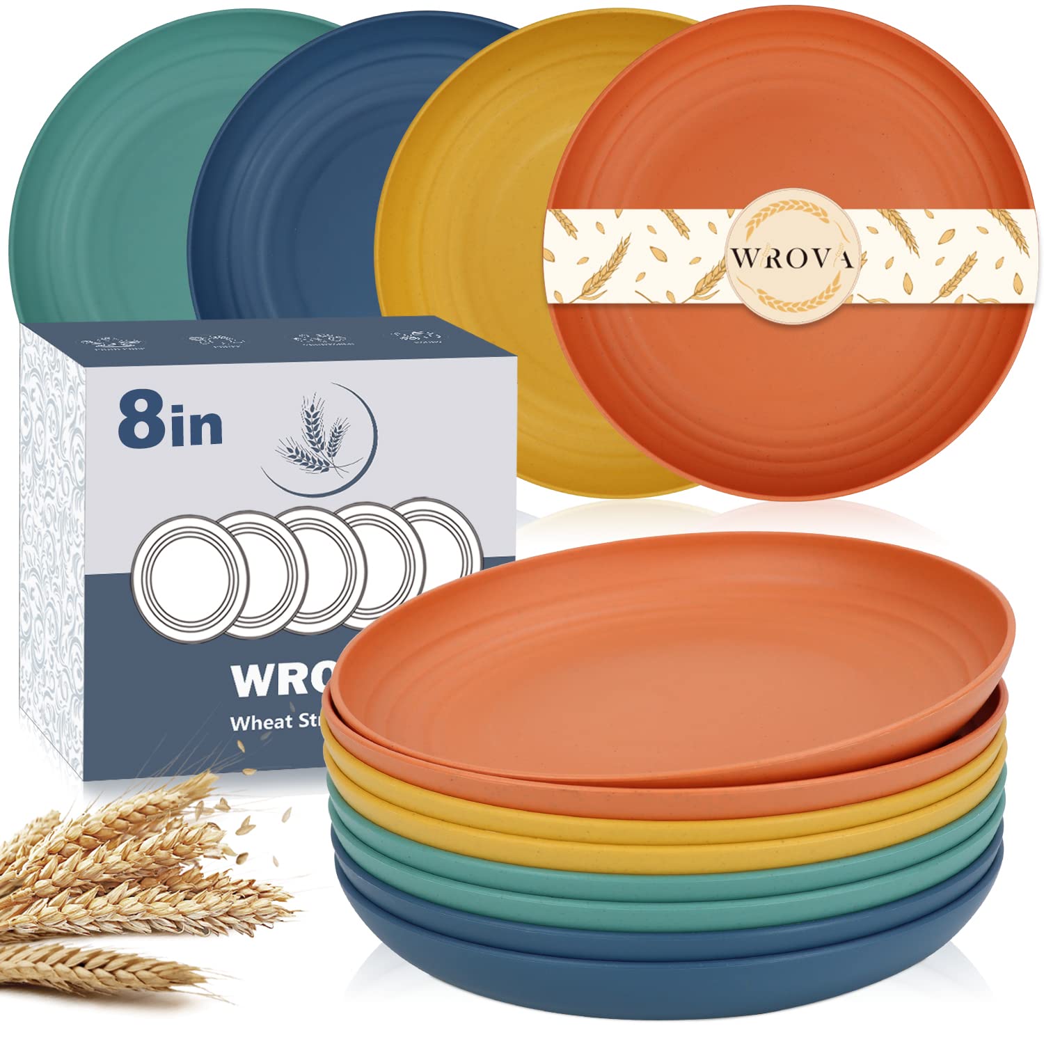 Platos Wrova de 8 pulgadas irrompibles para uso diario.