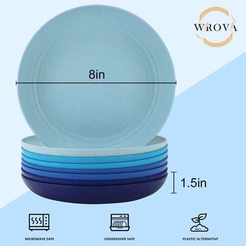 Platos inquebrantables Wrova de trigo, 8 piezas, resistentes a caídas.