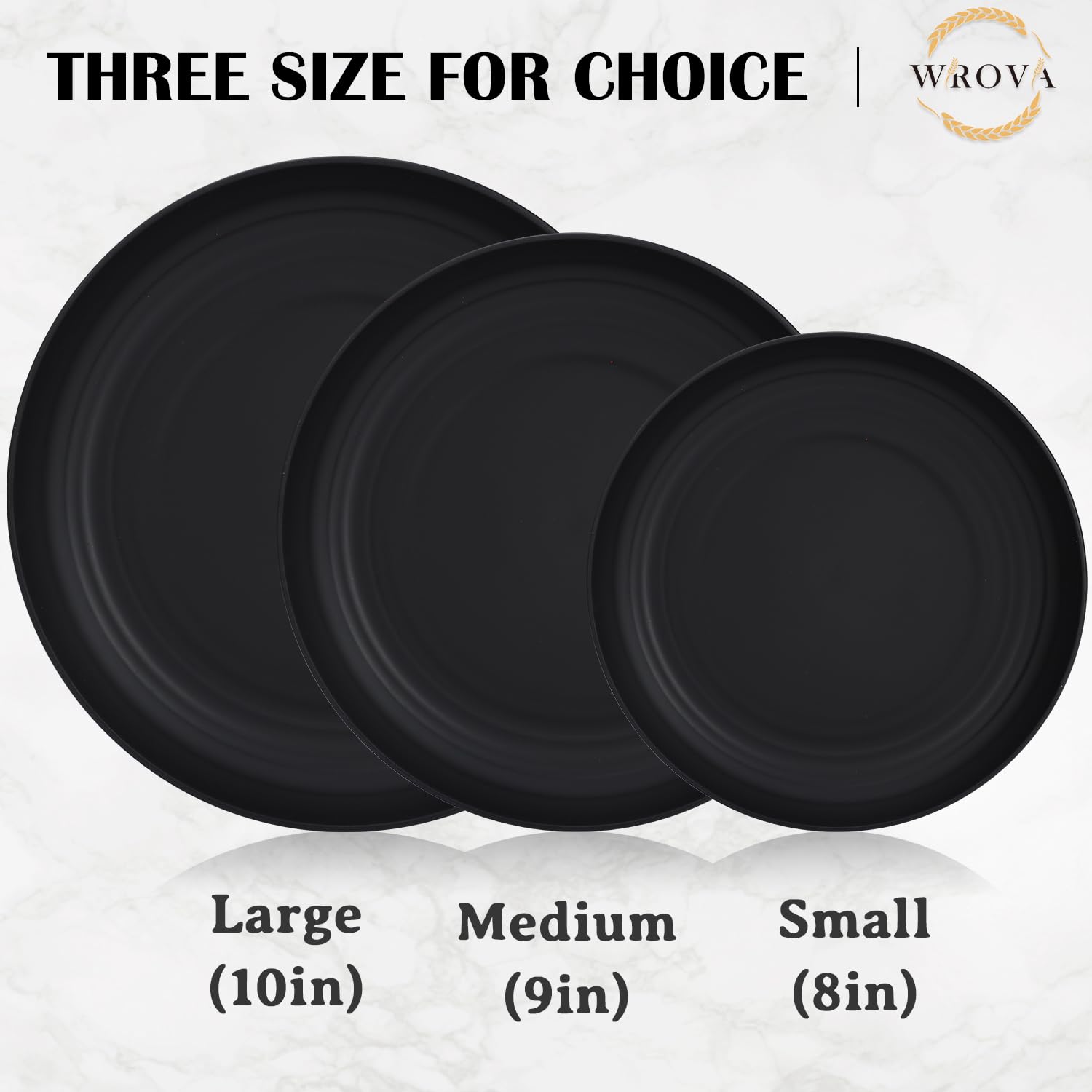 Platos Wrova aptos para microondas, color negro elegante.