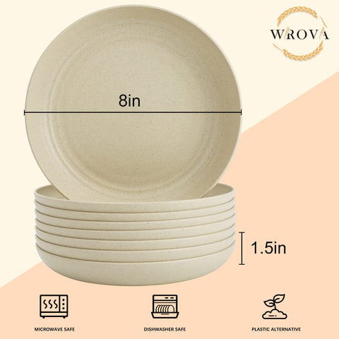 Plato Wrova 8" de trigo, apto microondas y lavavajillas.