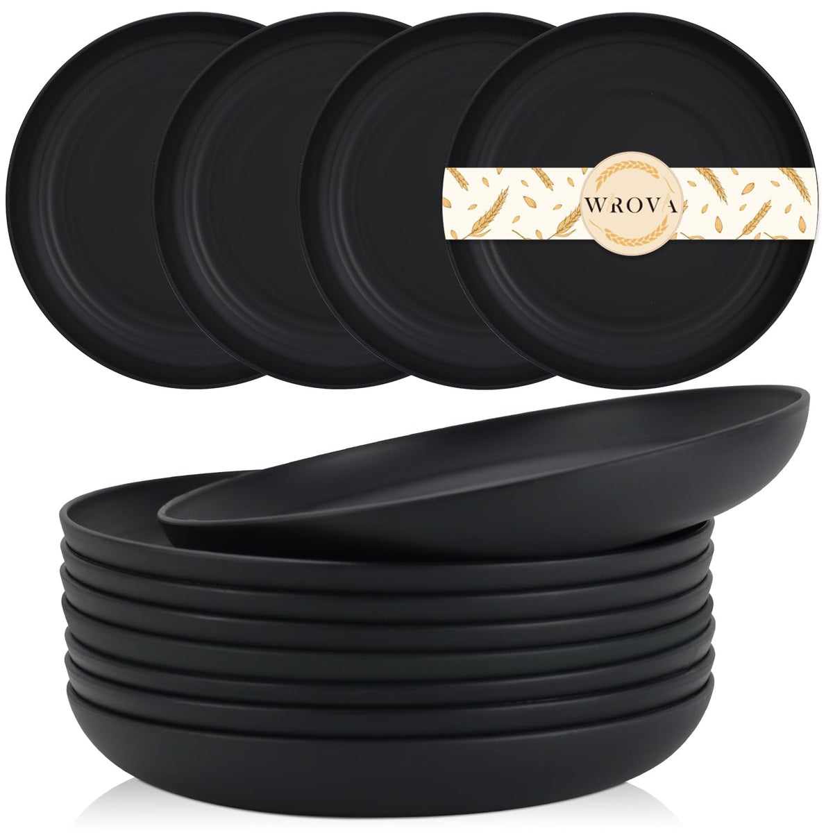 Platos de trigo Wrova de 9 pulgadas, inquebrantables para uso diario.