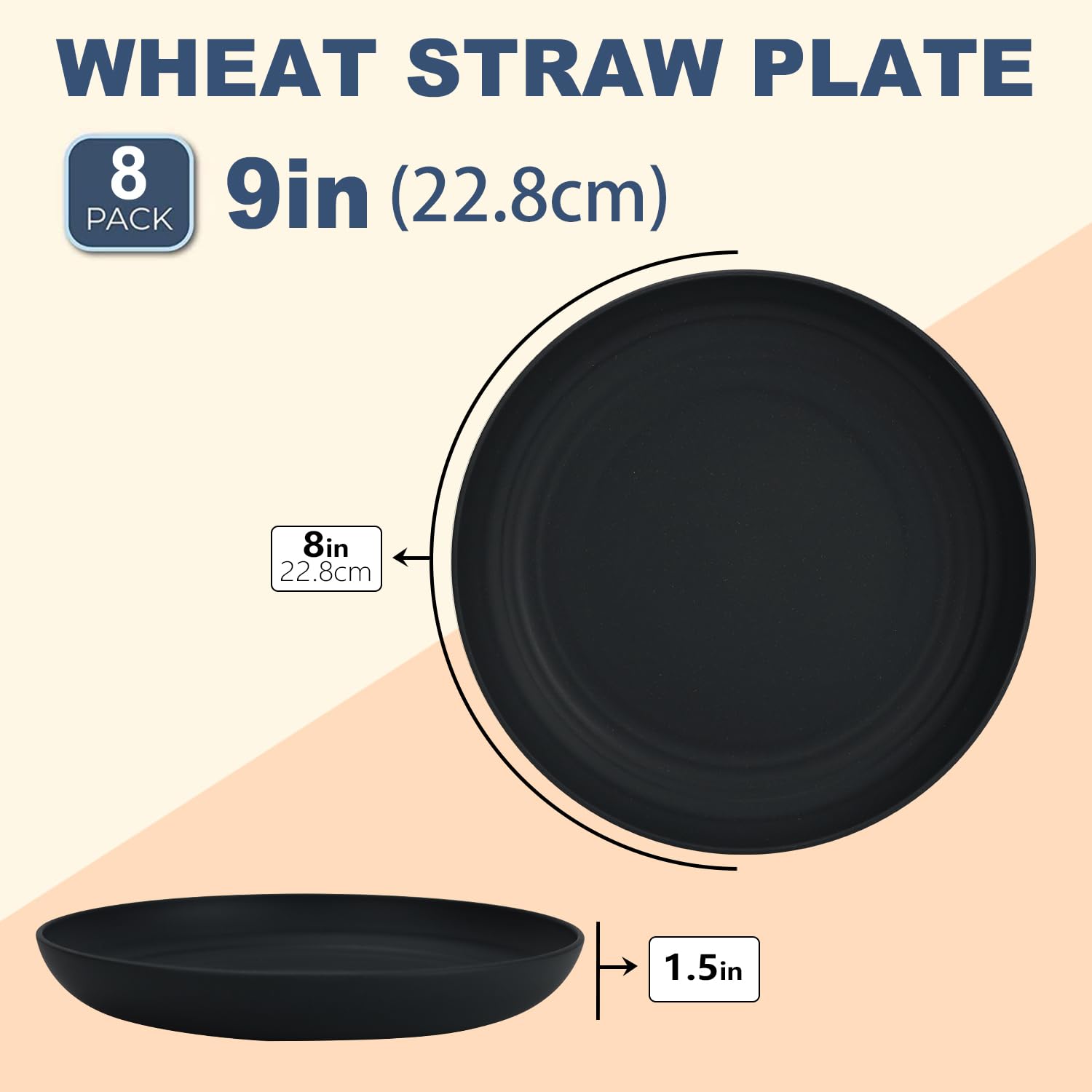 Platos Wrova de trigo, diseño ligero y apilable para cocina y viaje.