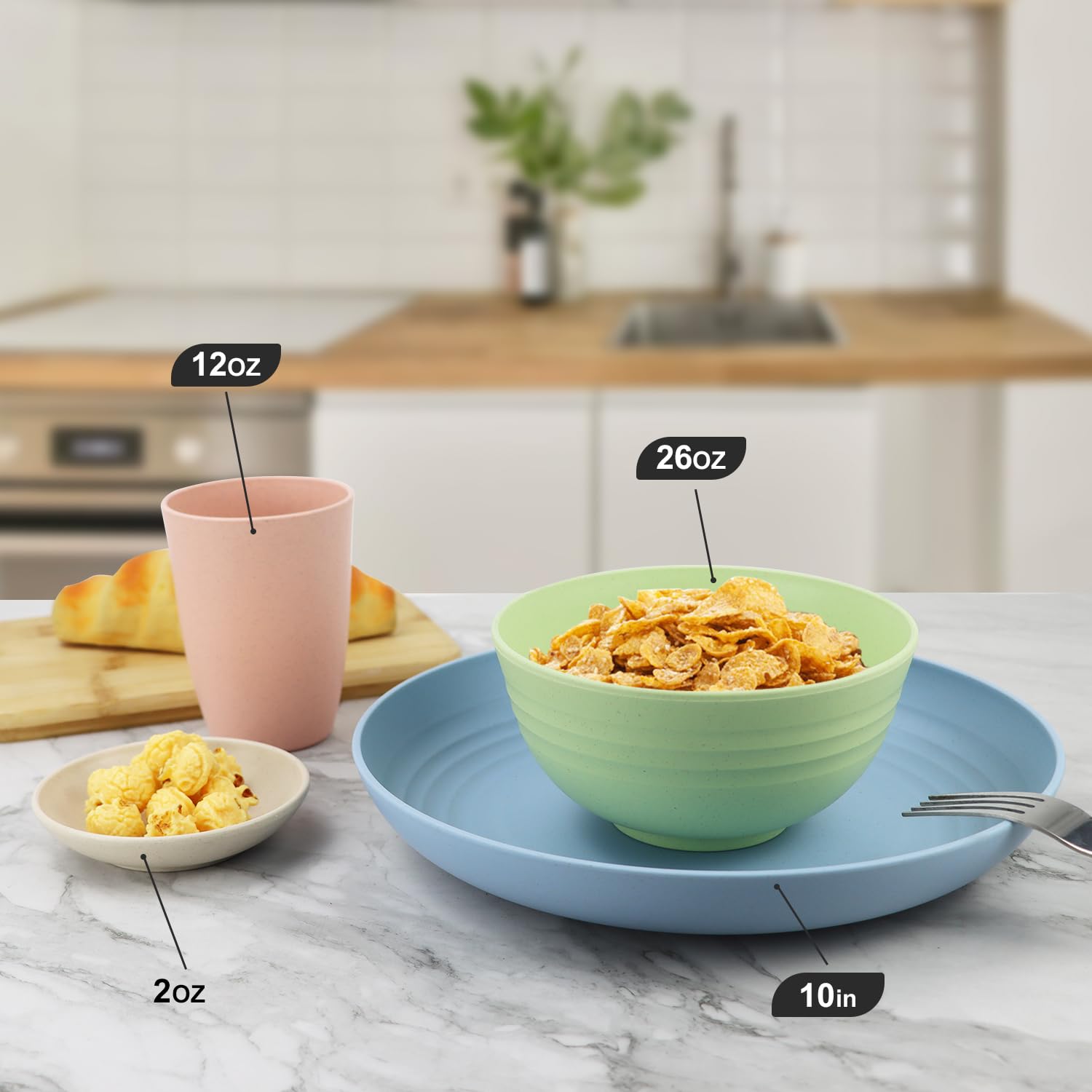 Wrova tazas de paja de trigo 12oz, ideales para meriendas seguras