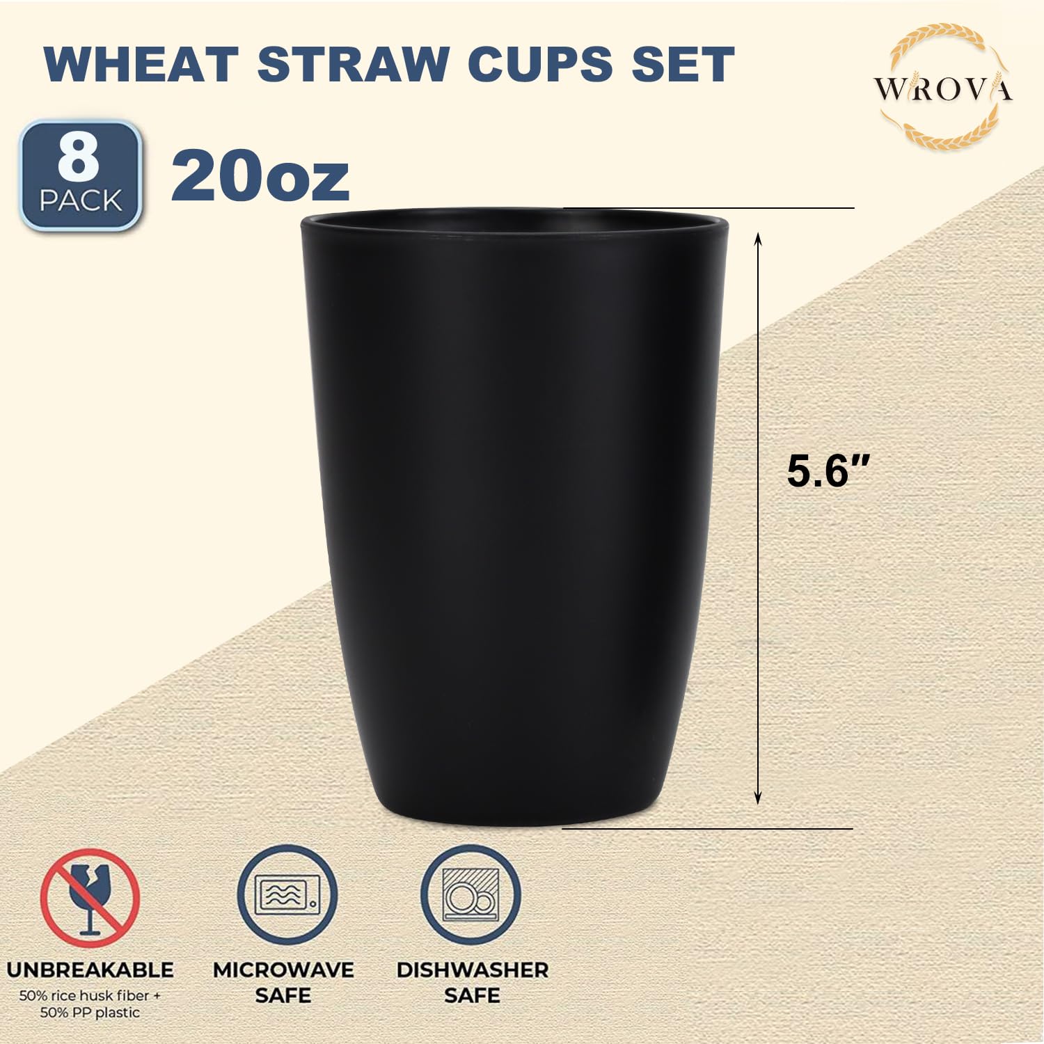 Taza Wrova de trigo, durabilidad ante caídas para uso doméstico.