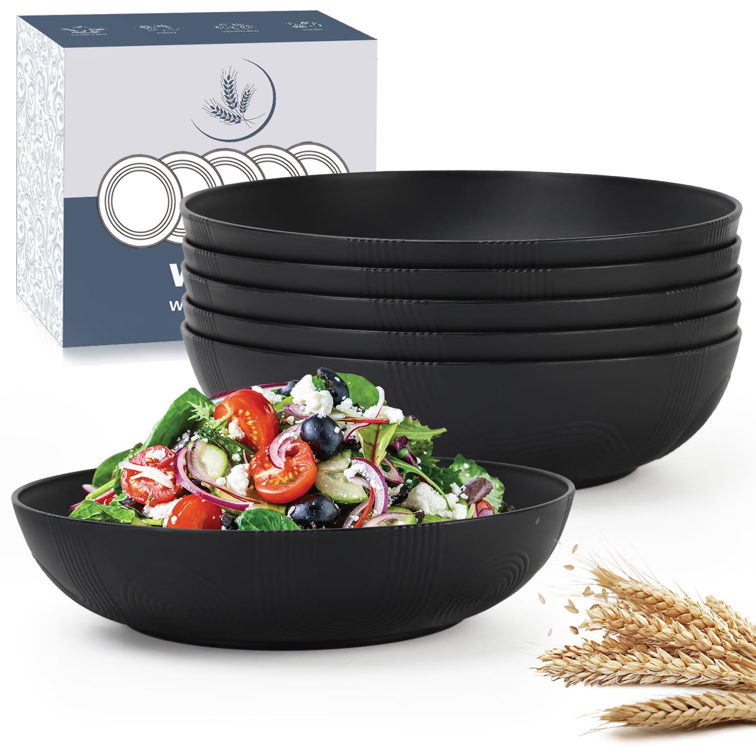 Tazones grandes Wrova de 10 pulgadas, conjunto de 6 para ensaladas