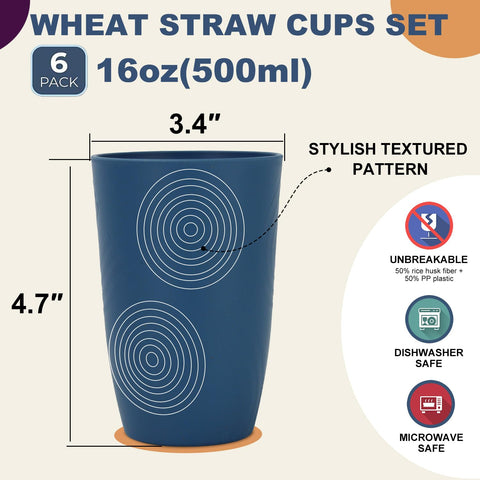 Vaso Wrova de fibra de trigo con agarre seguro, ideal para niños.