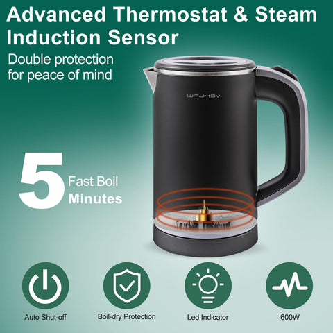 WTJMOV tetera eléctrica portátil 0.8l, apagado automático para mayor tranquilidad