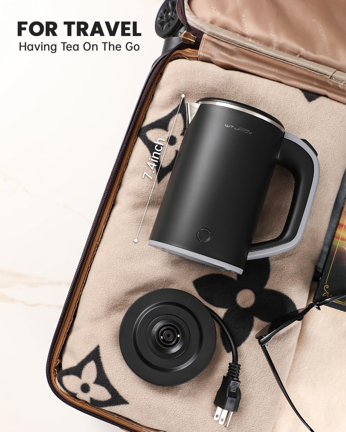 WTJMOV tetera eléctrica portátil 0.8l, ideal para casa u oficina