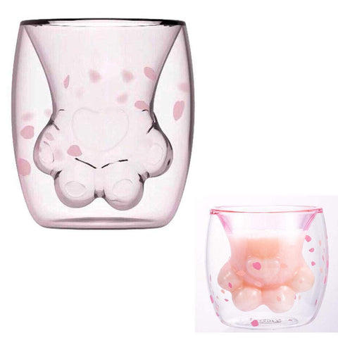 Taza WubbaLubba Sakura con vidrio doble pared evita condensación.