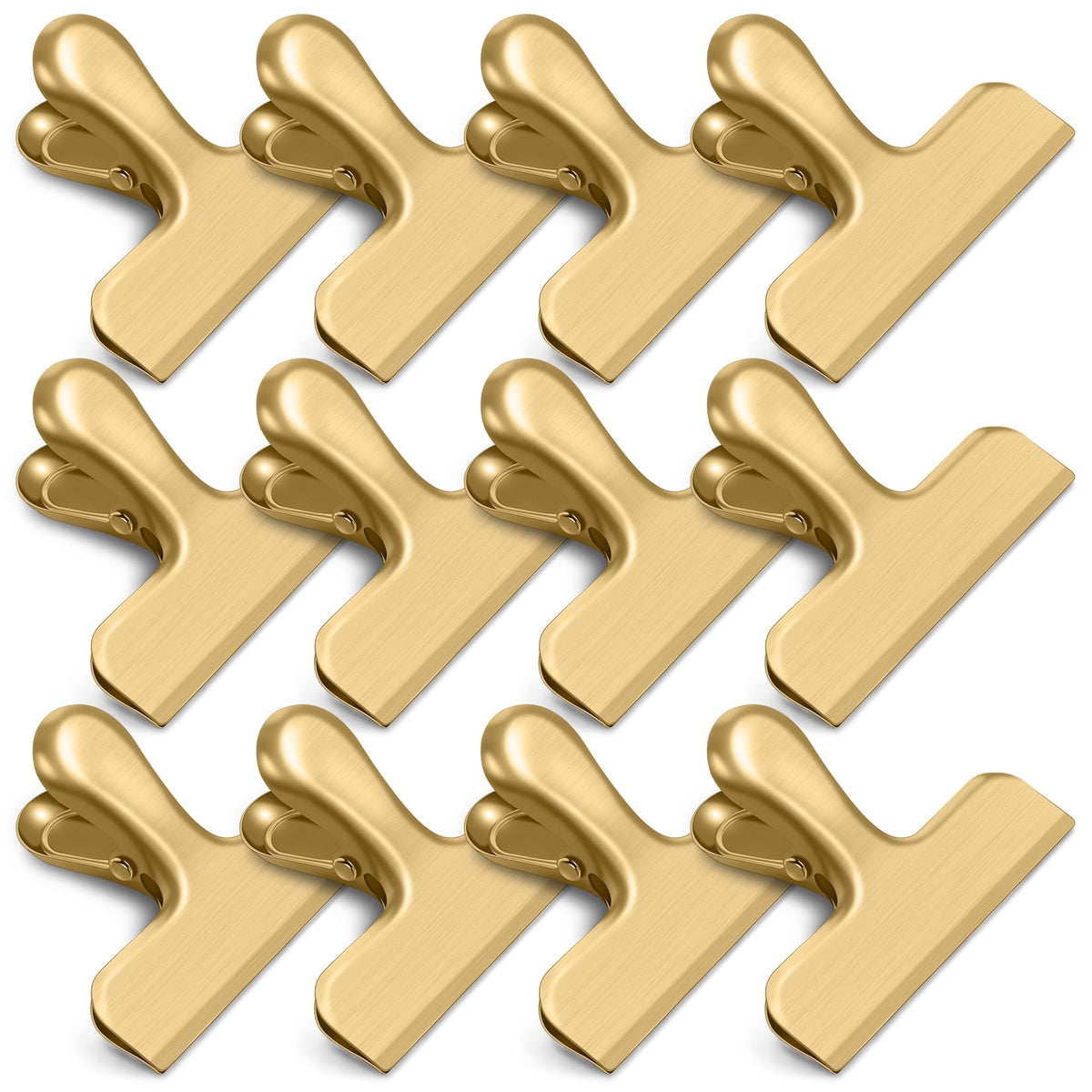 Clip metálico para bolsas de chips WUDIME, acero inoxidable dorado, mantiene frescos los snacks.