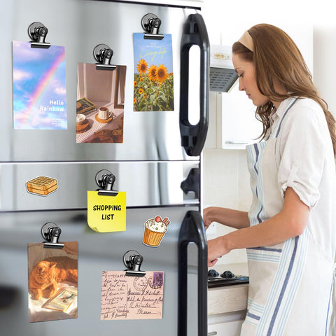 Clips magnéticos WUDIME para tablero blanco organizan notas y fotos con estilo