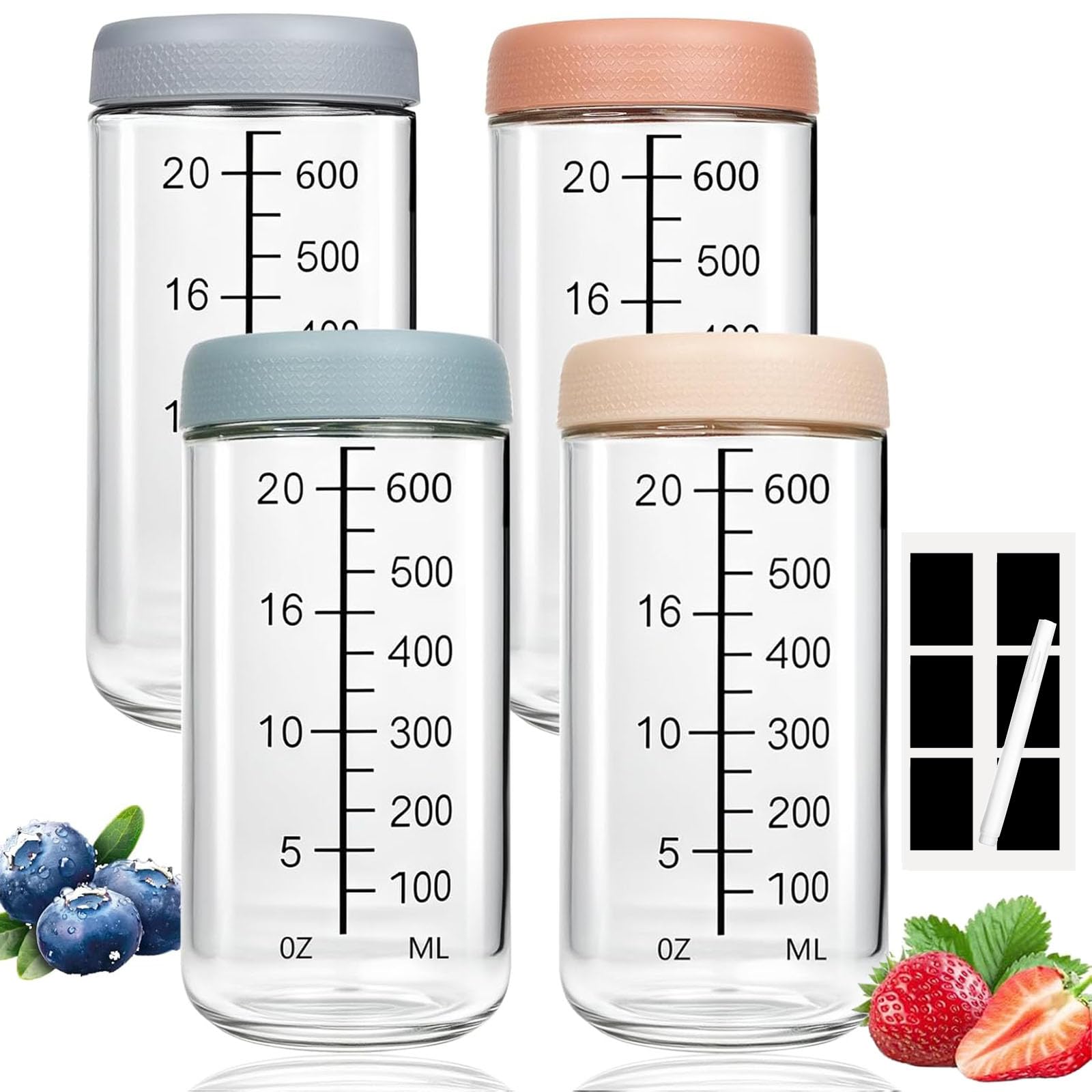 Frascos de vidrio Wuhmhm de 25oz con cierre hermético y etiqueta para organización.