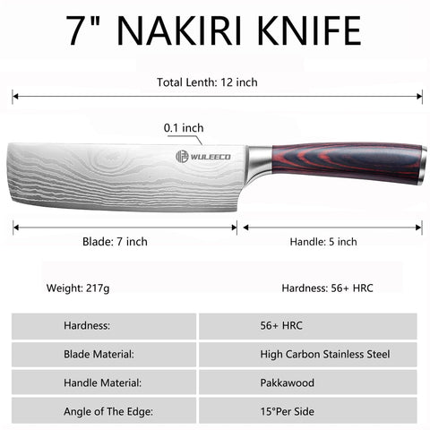 Mango pakkawood ergonómico del Cuchillo Nakiri WULEECO para agarre cómodo