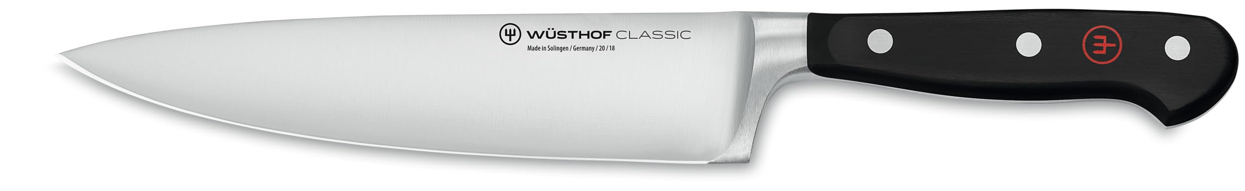 Cuchillo chef clasico 7 pulgadas de Wüsthof, filo versátil para cortar carnes y verduras.