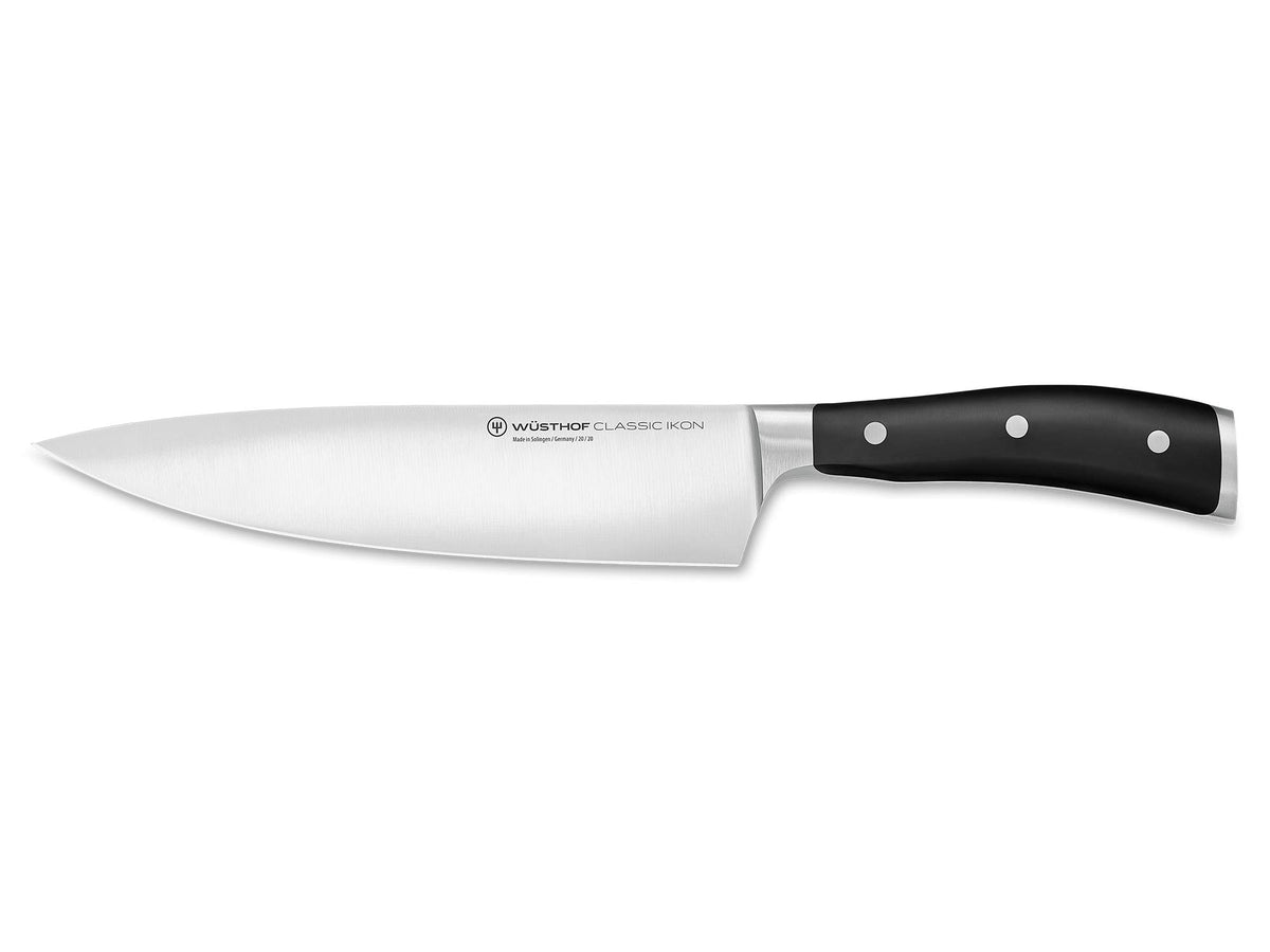 WÜSTHOF IKON de 8 pulgadas para cortar carnes, verduras y frutas.