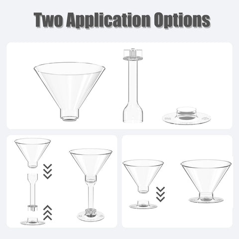 Vaso martini plástico con base estable y tallo largo para un agarre cómodo.