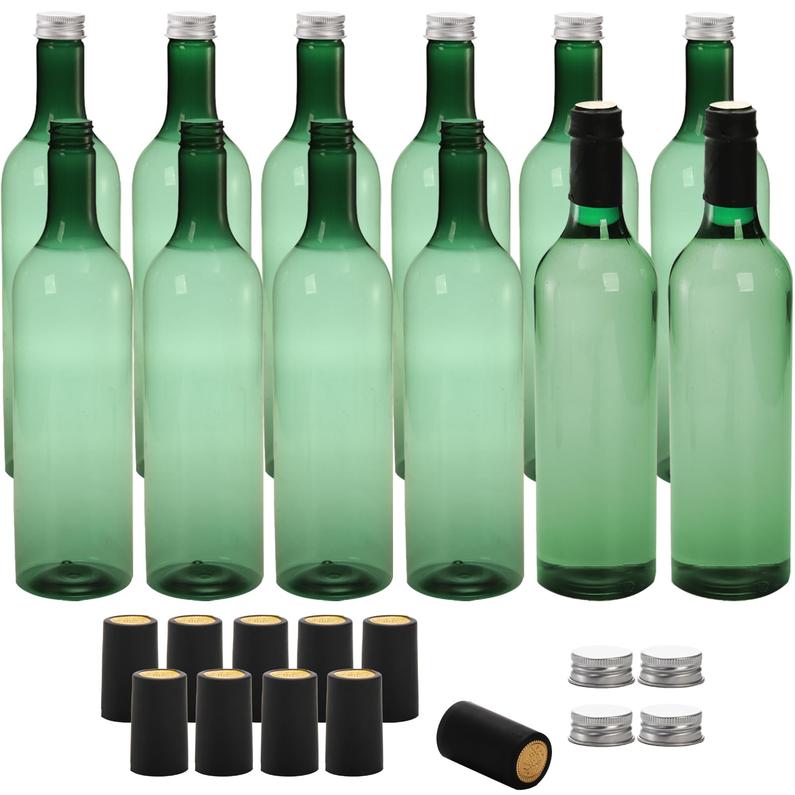 Botellas WUWEOT para vino de 750 ml en verde Bordeaux, ideales para conservación segura.