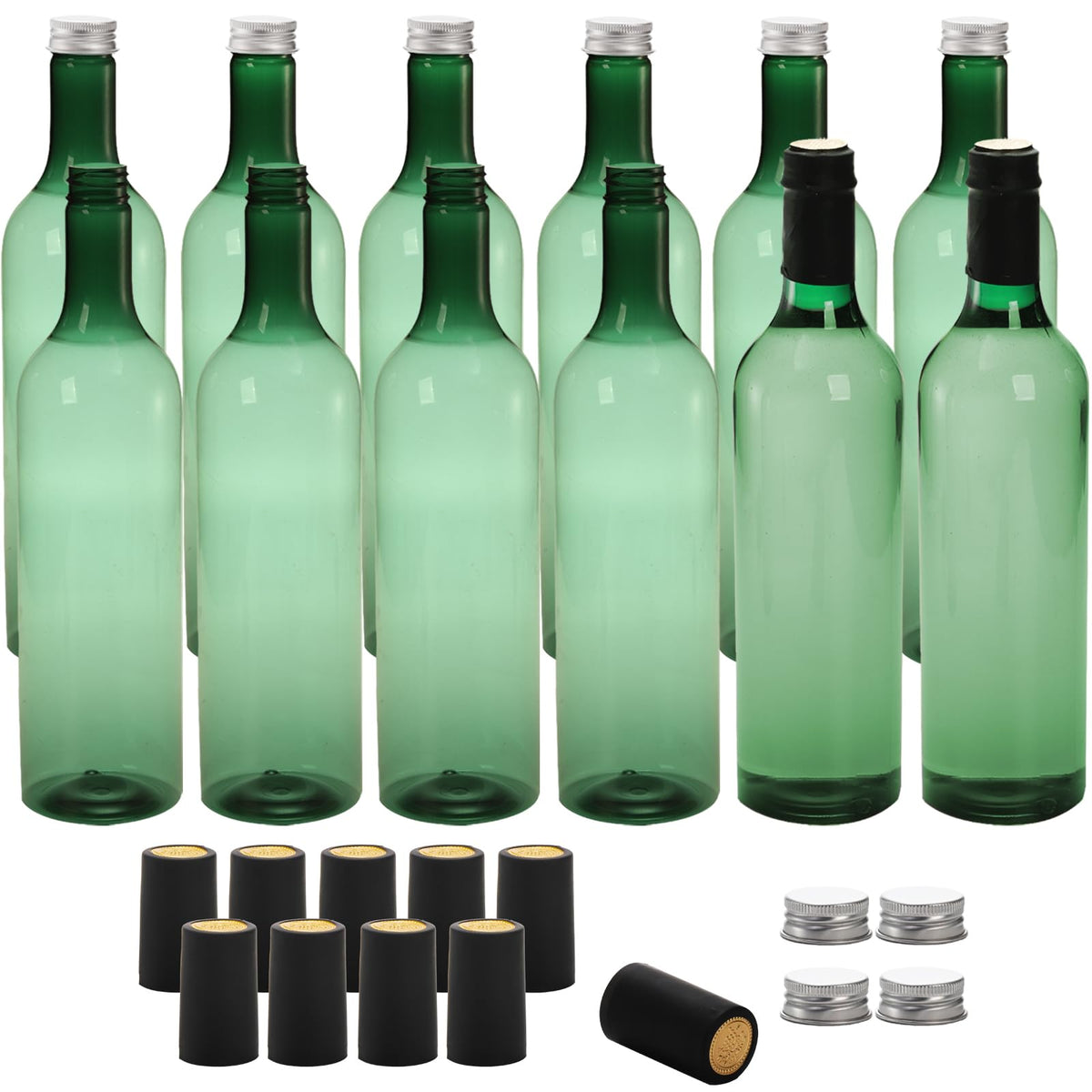 Botellas WUWEOT para vino de 750 ml en verde Bordeaux, ideales para conservación segura.