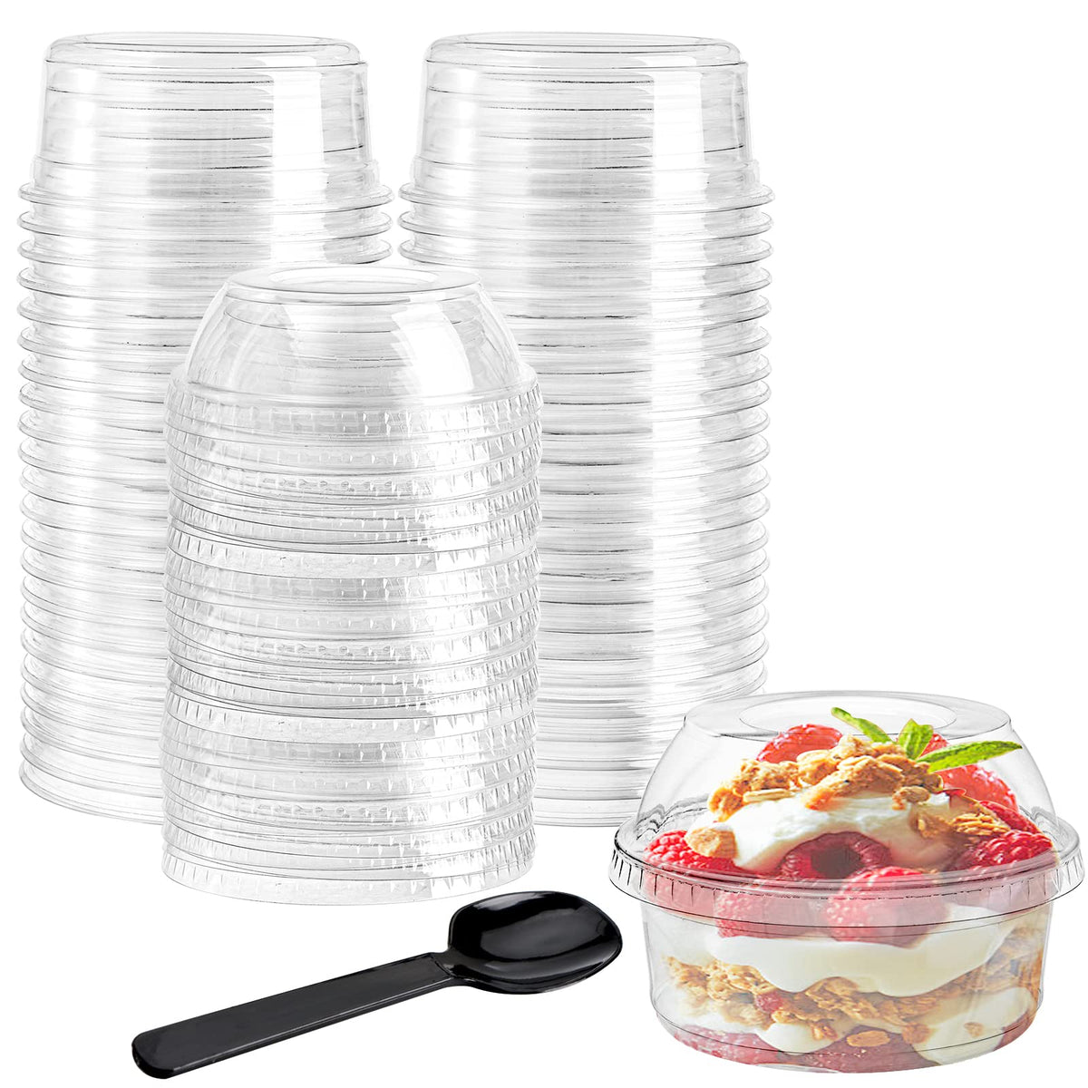 Copas WUWEOT 12 onzas con tapa domo para postres seguros y presentables.